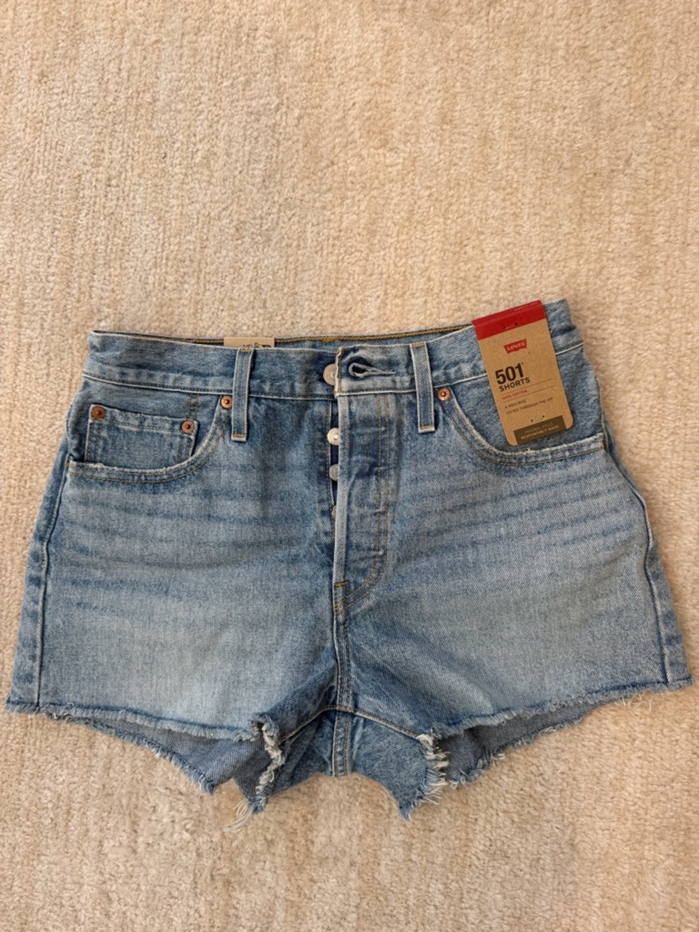 Levi's Light Blue 501 High-Rise Denim Shorts